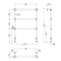 Devon&Devon Baccus 4 Полотенцесушитель электрический 74х95.2x15.7см, термостат белый, подключение SX, цвет: светлое золото