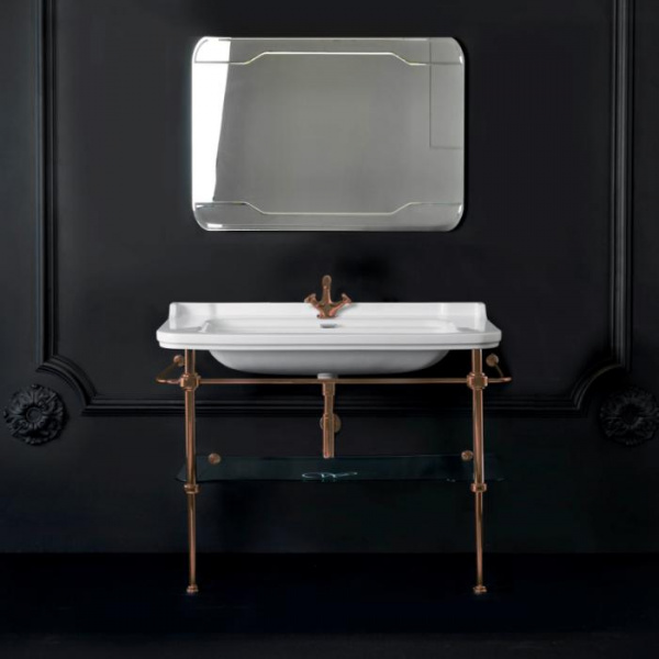 Kerasan Waldorf Металлическая структура 120х42см, с раковиной на1 отв., со стеклянной полочкой, цвет: бронза