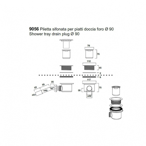 Kerasan Retro Сифон для поддона, диаметр 90, цвет: бронза