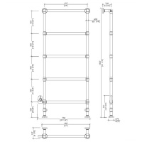 Devon&Devon Baccus 7 Полотенцесушитель электрический 75х15.7хh155.7см, напольный, термостат белый, подключение SX, цвет: светлое золото