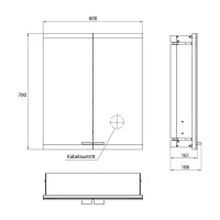 EMCO Evo Зеркальный шкаф 60xh70см с подсветкой, встраиваемый, 2 двери, 2 полки, розетка, цвет: черный