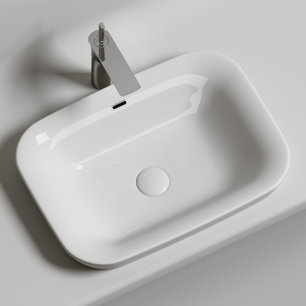 Умывальник прямоугольный встраиваемый сверху в столешницу Element 580*400*150мм Ceramica Nova белый 