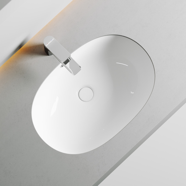 Умывальник овальный встраиваемый под столешницу Element 565*385*210мм, с крепежом и шаблоном для установки Ceramica Nova белый 