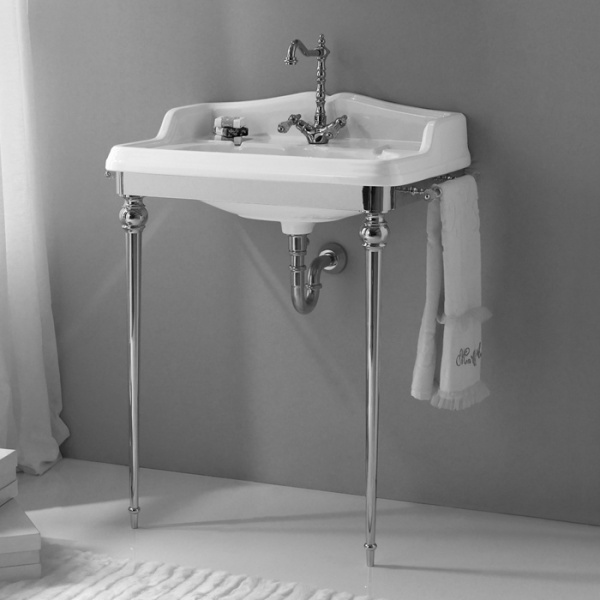 3SC Consolle Консоль Regale 95х60хh77см, с 1 раковиной, сифоном, полкой и полотенцедердателями, цвет: хром