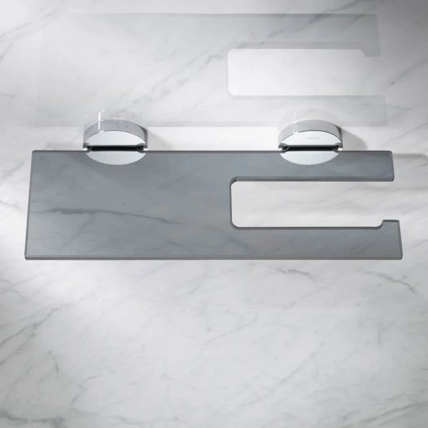 Держатель туалетной бумаги Keuco Edition 90 19073 дымчатое стекло, с полкой для телефона