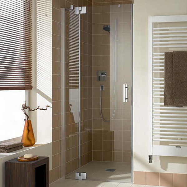 KERMI Filia XP Душевая дверь 90х200см., в нишу с неподвижной частью, петли справа, серебро+klar+clean