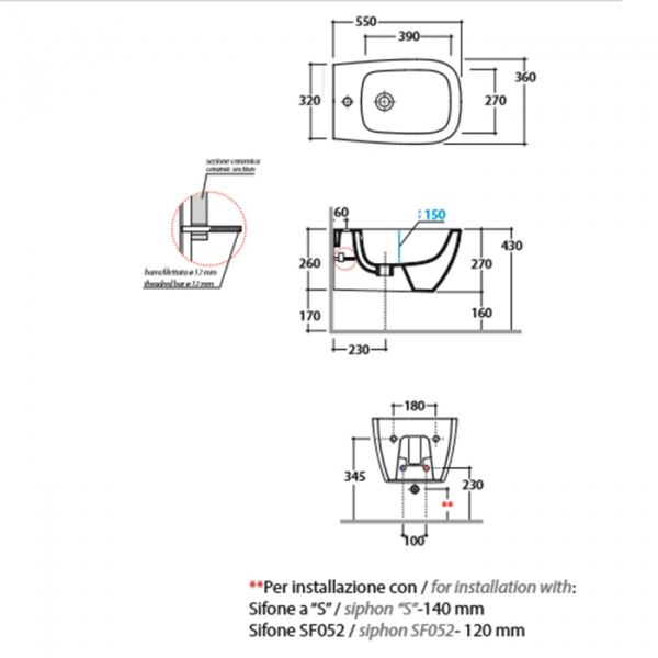 Globo 4ALL Биде напольное приставное 54х36 см, с 1 отв. под смеситель, с системой скрытого крепежа, цвет: белый