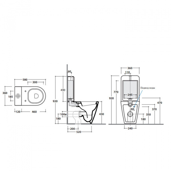 Globo Forty3 Унитаз монобок 58х36 см, сиденье на выбор