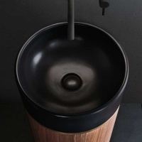 NOORTH milldue edition ROMA II Раковина 45х88 см, без отв., напольная, без перелива, с донным клапаном, цоколь Ardesia, цвет: Oro/Nero opaco