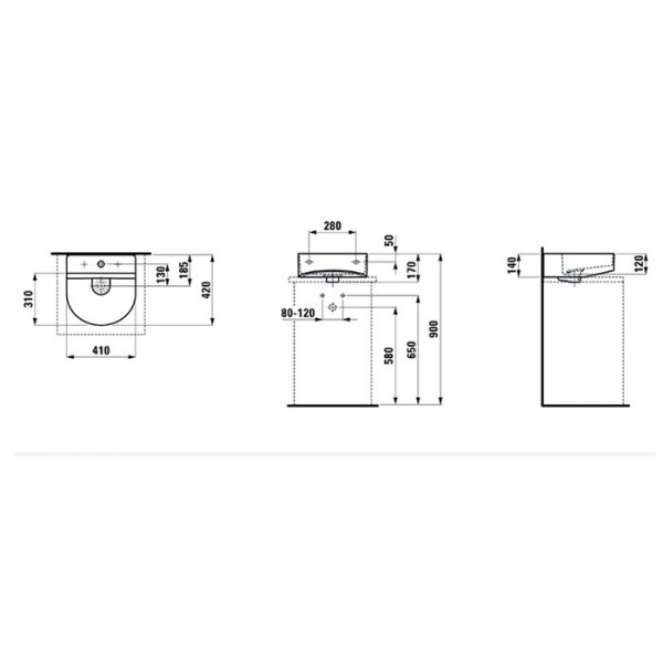 Laufen Sonar Раковина 41x42х14 см, 1 отв., цвет: белый