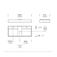NOORTH milldue edition Раковина 108.4х47.2х12 см, 2 отв.,  двойная, накладная, цвет: белый