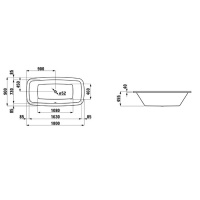Laufen Palomba Ванна 180x90x45.5см, встраиваемая, без слив-перелива, с каркасом, материал: акрил
