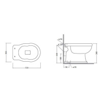 TW Bristol Унитаз напольный 36х55см, слив в стену, цвет: белый/золото СИДЕНЬЕ НА ВЫБОР