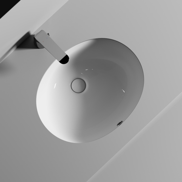 Умывальник овальный встраиваемый под столешницу Element 510*420*195мм, с крепежом и шаблоном для установки Ceramica Nova белый 