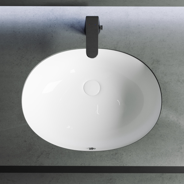 Умывальник овальный встраиваемый под столешницу Element 560*420*195мм с крепежом и шаблоном для установки Ceramica Nova белый 