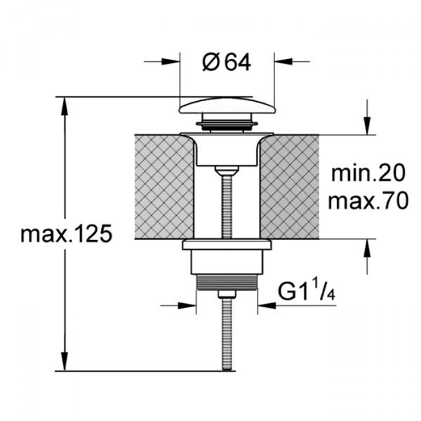 Kerasan Донный клапан клик-клак, покрытие керамика, цвет: Grigio matt