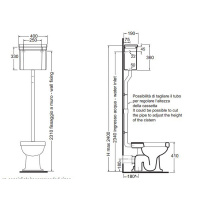 AZZURRA GIUNONE унитаз напольный 53х38см слив в пол, с высоким бачком механизмом и трубой цвет хром СИДЕНЬЕ НА ВЫБОР
