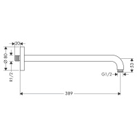 Hansgrohe Настенный держатель верхнего душа 38.9см 1/2&quot, без шарнира с розеткой, цвет: хром