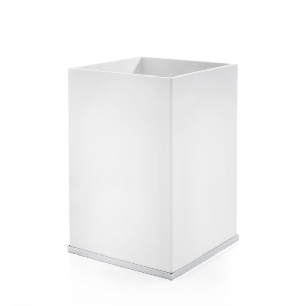 3SC Mood Deluxe White Ведро, без крышки, 20х30х20 см, композит Solid Surface, цвет: белый матовый/хром