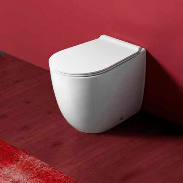 SIMAS Vignoni унитаз напольный приставной безободковый &quotRimless&quot высокий H=50см, 56х36,5см, слив универсальный, цвет: белый, сиденье на выбор