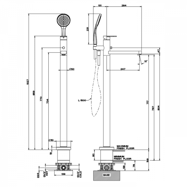 Gessi Встраиваемая часть напольного смесителя для ванны