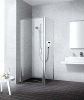 Kermi LIGA Душевой угол на поддон 90x90х200см., петли слева, глянцевое серебро+klar