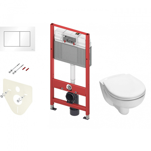 TECEbase 2.0 Комплект 5 в 1, унитаз TECE V04, инсталяция для подвесного унитаза, клавиша смыва TECEnow белая, крепеж для монтажа, звукоизоляция