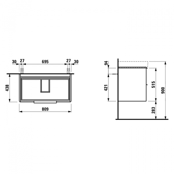 Laufen Base База с раковиной, 85x46см, подвесная, с 2 ящиками, цвет: белый глянцевый