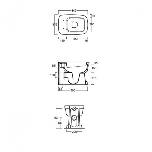 SIMAS Evolution Унитаз приставной 54х37см, слив универсальный, цвет: белый, сиденье на выбор