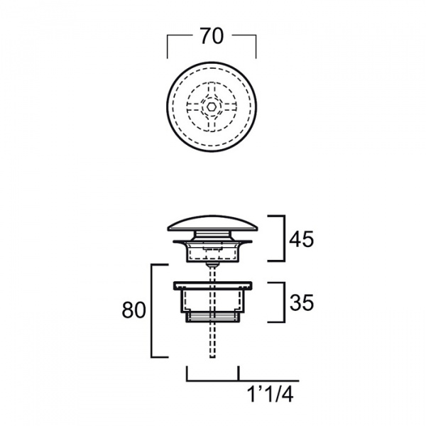 Simas Донный клапан, незапираемый, с керамической крышкой, цвет: Antracite matt