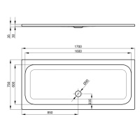 Bette  Душевой поддон 170x75x3.5 см, прямоугольный, D9см, с противоскользящим покрытием, цвет: белый