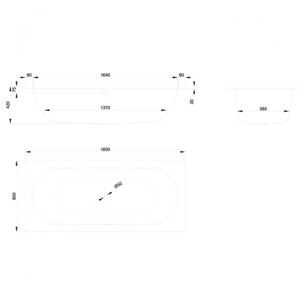 Bette Starlet Ванна 180х80х42см., пристенная, с шумоизоляцией