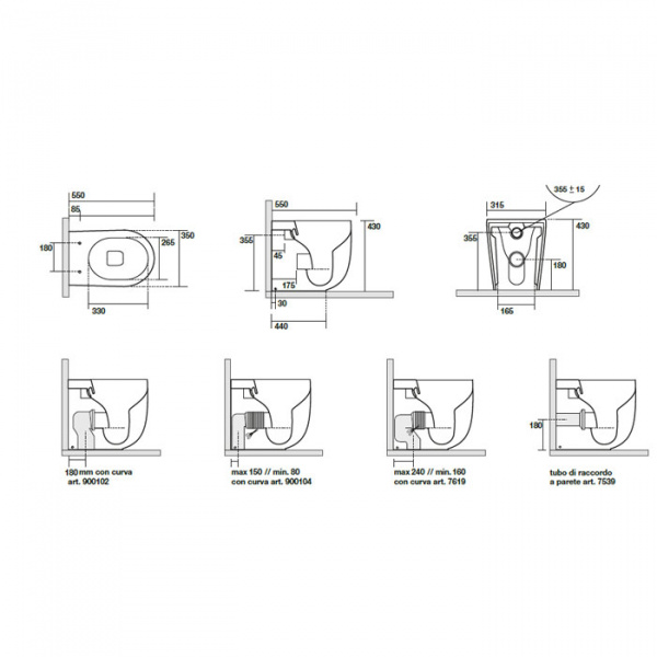 Kerasan Nolita Унитаз безободковый пристенный 55х35 см, с креплениями WB5N, цвет: Borgogna matt