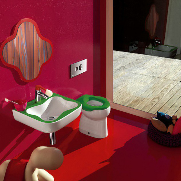 Laufen Florakids Раковина подвесная 45х41х14cм, с 1 отв., цвет белый/зеленый