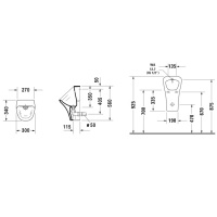 Duravit DuraStyle Писсуар безободковый 30х34см, подача воды сзади, включает форс., гарнитуру для подачи воды, гидрозатвор, с креплением, цвет б