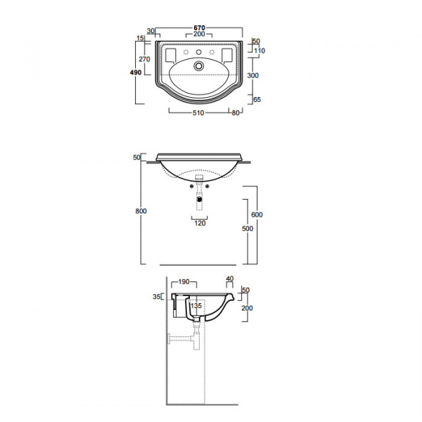 SIMAS Arcade Раковина 67х49 см, 1 отв., цвет: белый