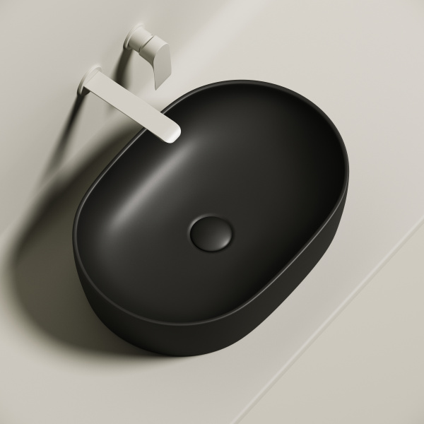Умывальник чаша накладная овальная (цвет Чёрный Матовый) Element 600*415*135мм Ceramica Nova чёрный матовый 