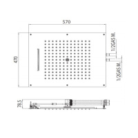 BOSSINI DREAM/2 Верхний душ 570 x 470 мм, 2 режима (дождь, каскад), цвет: хром