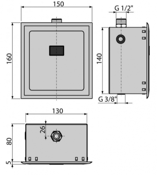Автоматическое устройство смыва для писсуара 12V (работает от сети) хром пластик, арт.ASP4