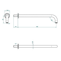 THG Flore Держатель верхнего душа 450 мм., настенный монтаж, цвет: хром