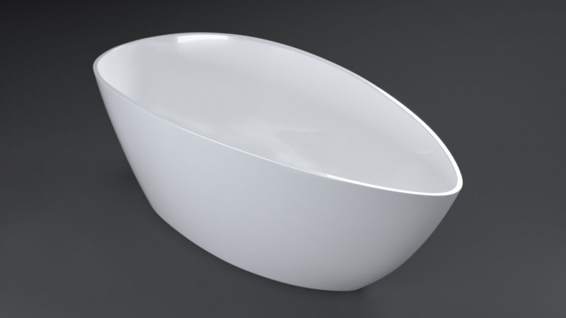 a-Due Ванна отдельностоящая из литьевого мрамора 1600*700*570 мм (без перелива, выпуск clic-clac в комплекте, сифон над уровнем пола),  белый глянцевый