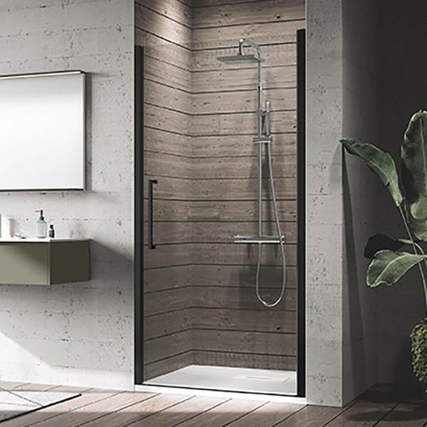 Novellini Young Душевая дверь правая/левая 92х200см., для ниши, распашная, стекло, цвет: черный