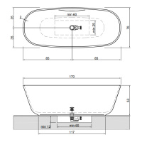 Antonio Lupi Baia Small Ванна отдельностоящая 170х70х53см