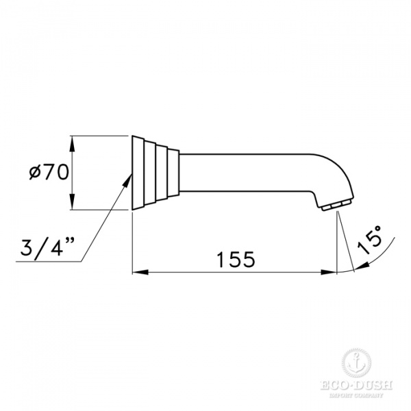 Stella Titian Настенный излив для ванны 0/250, цвет: хром