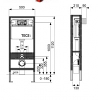 TECE Модуль для установки унитаза, высота h1120мм, с двойной рамой