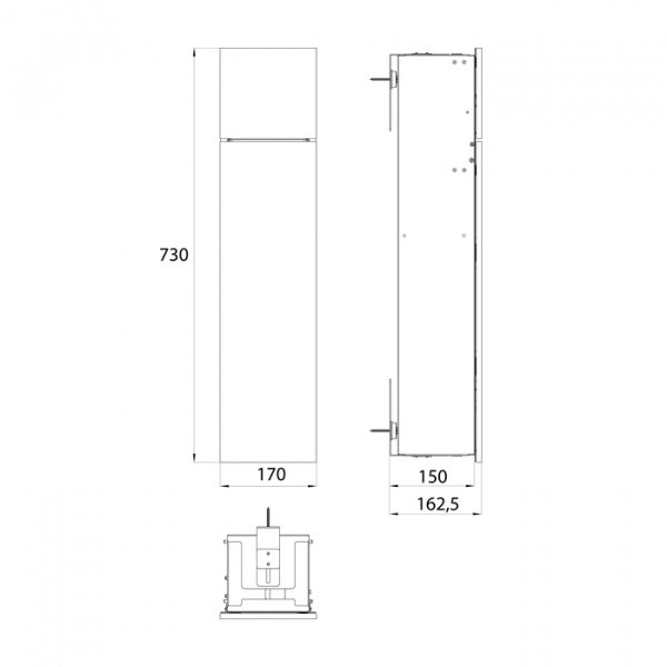 EMCO Asis Pure Модуль для унитаза, встраиваемый, ершик, держатель т/бумаги, запасного рулона , правый, цвет: черный