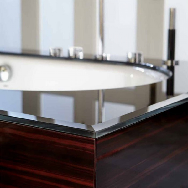 VITAGE milldue edition Ванна отдельностоящая 200х100см, стальная, с сифоном, топ стекло nero, цвет: белый / глянцевый шпон Ebano